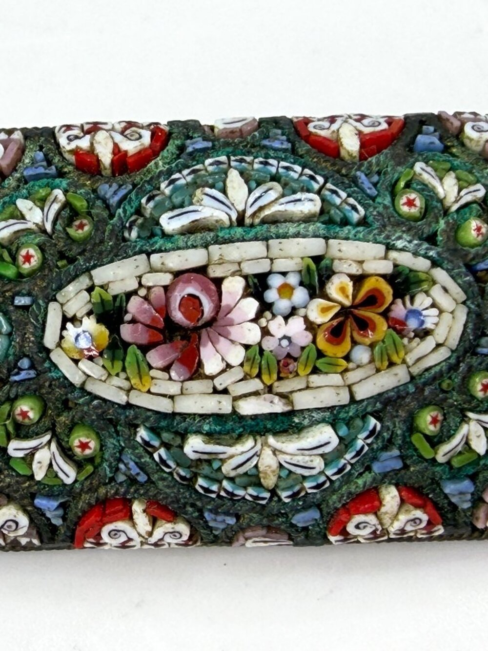 Vintage Italian Micro Mosaic Millefiori Floral Brooch Pin JR2019